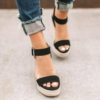 Ženske sandale Žene Ljeto Velike veličine klinastog remena otvorene cipele sa nagibom peta tkanja sandalama