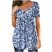 Ženske košulje Plave prodaja odobrena modna žena Ljeto labavi ispis Okrugli vrat majica kratki rukav