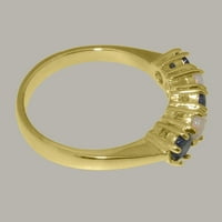 Britanci napravio je 10k žuto zlato prirodno safir i opal ženski vječni prsten - Opcije veličine - veličina 5.25