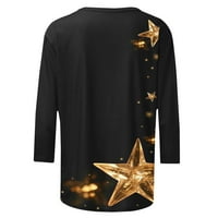 Qolati božićne majice za žene Ležerne prilike za odmor Xmas Paflake print rukav T-majice Trendi dugih