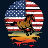 Konjska američka zastava Vintage zalazak sunca 4. jula MENS CRNI GRAFIČKI TANK TOP - Dizajn ljudi M