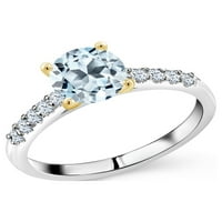 Gem Stone King Sterling srebro i 10k žuto zlato nebo plavo Topaz i bijeli stvorili su zaručni prsten