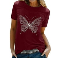 Fridja Ženska majica Tees Funny Slatka kratki rukav pad majica Butterfly Print Majica Pokloni poklon