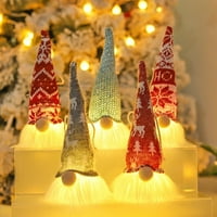 Gnome božićni ukrasi sa LED svjetlom, ručno rađeni švedski Tonte Xmas Gnomes Plish lutka, skandinavski