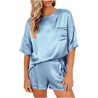 Žene pužama pidžama 10,00 dolara, kratki rukav čvrste kratke hlače Žena pidžama nebe plava veličina