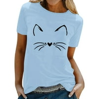 Košulje za žene Grafičke teže proljeće Ljetne mačke tiskali kratki rukav o vratu majica