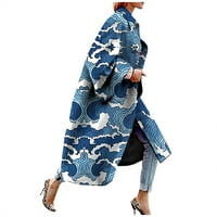 Ženska jakna s dugim rukavima vruća rasprodaja modne žene tiskane džepne jakne Outerwear Cardigan Overcoat