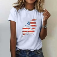Fartey Žene 4. srpnja Thirt Američka zastava Leptir Print Ljetna blusa Casual kratkih rukava Crewneck