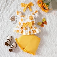 Dječje djevojke dječje odijelo za bebe proljeće cvjetni ruffle bez rukava kratke hlače za glavu trake