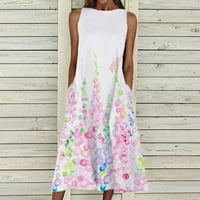 Miayilima Maxi haljine za žene Ljeto kratki rukav cvjetni print plaža za odmor Okrugli vrat Big Swing