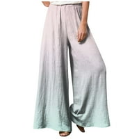 Ženske hlače za širenje nogu ispisane šivanjem prozračne labave hlače, bijeli 5xl