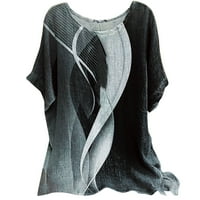 Atinetok ženske vrhove Dressy casual moda pamučna posteljina labavi fit sredinom duljine pulover na