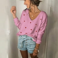 Prevelizirani džemperi za žene Dobavljač srca Dugi rukavi Pullneck vrhovi Dječji džemper Pink