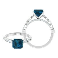 3. CT zaručničke prstenove za žene sa Londonom Blue Topaz i Moissanite Accent, Sterling Silver, SAD