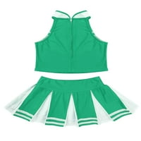 Yizyif Girls Cheerleading CoustUse Outfit Set bez rukava s nagnutom suknjom za scensku performanse zelene