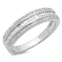 DazzlingRock kolekcija 0. Carat 14k Round & Baguette Diamond Dame Bridal Goldivers Band prsten, bijelo