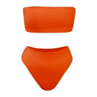 Modne žene Solid Color Bikini odijelo Seksi cijev TOP POVEZIVO Split kupaći kostim narančasta L l