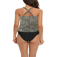 GRIANOOK Women Tankini setovi V izrez Dvije kupaći kostimi za kupaće kostime surfanje na plaži za plažu bez leaparda Leopard Print M
