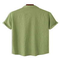Rejlun Muška majica rever na vratu Dugme Down majica Redovna fit bluza Havajski ljetni tee tamnozeleno