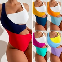 Reheyre Kvadratni izrez Kontrast Monokini, seksi i rastezljivi jednodijelni kupaći kostim za žensku