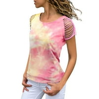 Katalem Ženska majica kratki rukav Ženska boja Top bluza Okrugli vrat Majica s kratkim rukavima Majica