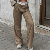 FVWitlyh pantalone za žene hlače za žene radne casual visoki struk elastični na najosnovanim čvrstim bojama ženske casual hlače elastični struk sa džepovima