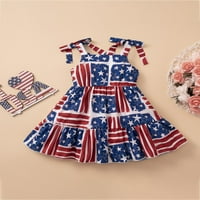 Dan nezavisnosti Little Girls zastave haljina ljetna mališana djevojka odjeća 4. jula Outfit djeca 1-