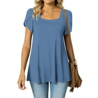 Bluze za djevojčice tiskane ljeto stand-up ovratnik tunika TOP za ženu plus veličine čišćenje plave