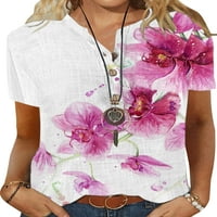 Glonme Dame Floral Print Bohemian Tunika Bluza Ležerne prilike na majici Plaža Down Radni Tee Ljetni