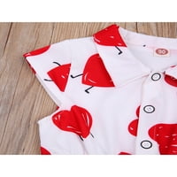 Chollius Baby Girls Ljetna košulja haljina Ljubav Heart Print Revel kratki rukav zavoj za zavoj grudi