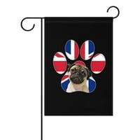 Popcreation Hipster Puppy Pug Bat Garden Zastava Paw Print Union Jack Vanjska zastava Početna Party