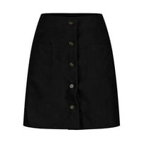 Suknje za prodaju čiste Plus size Solid Color Satin Modni ženski gumb High ScOve Cust SOLD Džep Retro