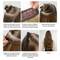 Smeđa žica za kosu za kosu Dugi sintetički isječak u val kovrčavoj frizuri za žene Podesiva veličina