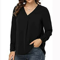 UUBLIK Women modni ležerni majica s dugim rukavima s dugim rukavima V-izrez Top bluza pulover