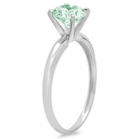 2.5ct okrugli rez zeleni simulirani dijamant 18k bijelo zlato graviranje izveštaja godišnjica Angažovanje
