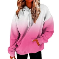 Hanzidakd ženske dukseve žene plus veličina ležerna dugim rukavima dugim rukavima dukserica labava dukserica sa džepovima pulover vrhove majica ružičasta m