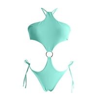 Puawkoer Novo kupaći kostim Europska i američka bikinija Ženska solidna boja Viseći vrat čipkasti kupaći