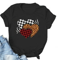Valentines Dnevne košulje Žene Trendy Heart Print majica Kratki rukav Dressing Ležerne dame O-izrez
