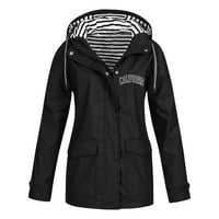 Guvpev Žene Čvrsta kišna jakna na otvorenom plus vodootporni kapuljač kapuljača, crna m