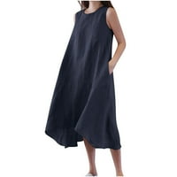 Ljetne haljine haljine za djevojčice za poklopcu posade izrez za romper udobnost Plavo l