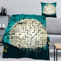 Noćkoween Dekorativni pokrivač sa jastukom, festivalski pokrivač za spavaću sobu estetske, bogate boje