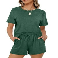 Sanviglor Women noćna odjeća Elastična struka Sleep odjeća s kratkim rukavima Lounge setovi Ležerne trezori Ljeto PJS Green M