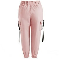 WRCNOTE WOGE Parachute Pant Dugme Teretne hlače Ravne lukne sa širokim nogama Ulica meke pantalone Ružičasta