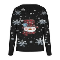 Božićni ženski majice Slatka Xmas Santa Claus Graphic Crewneck Duksevi s dugim rukavima Trendy Pulover