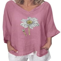 Ženska rukava s rukavima na kratkim kratkim majicama za bluzu ljetni cvijet