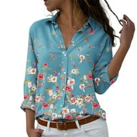 Ženske majice Cvjetni ispisani gumb s dugim rukavima prema dolje gradijentna bluza Summer casual bluza majica