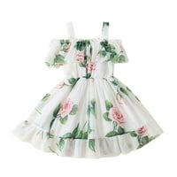 Djevojčica toddlera modna haljina bez rukava cvjetna tiskana zelena 100