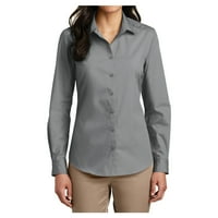 Žene dugih rukava Carefree poplin uniforme haljina pamučna poliesterska košulja Gusty Siva 3x-velika