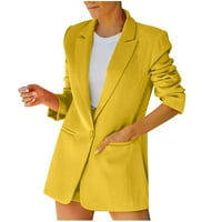 Meichang Blazer za žene modni casual rever dugih rukava Solid Slim Cardigan Radni ured otvori prednju