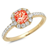1.23CT Princezo Crveni simulirani dijamant 14k žuti zlatni godišnjica Angažovanje halo prstena veličine